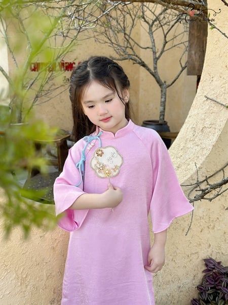  Áo Dài Ngọc Yên Đính Hạt - Màu Hồng 