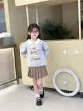  Club Top - Xám - Áo thun polo dài tay phối cổ trắng in cún 