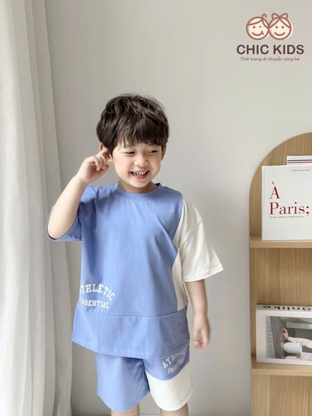  Urban Set – Bộ đồ bé trai phong cách street Hàn Quốc - Xanh 