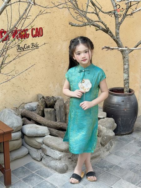  Lam Yên Dress - Đầm Sườn Xám Lam Yên Xanh 