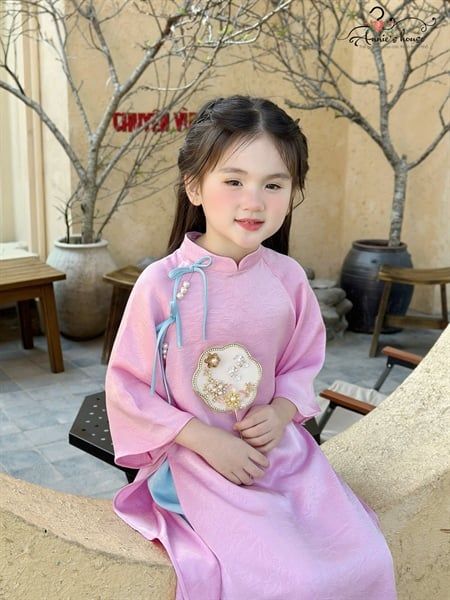  Áo Dài Ngọc Yên Đính Hạt - Màu Hồng 