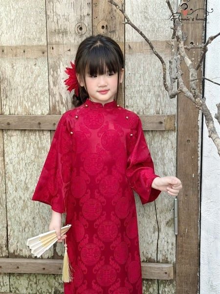  Áo Dài Lam Uyên – Áo dài gấm lụa phối màu nghệ thuật 