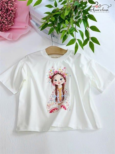 Áo thời trang Belle Fleur - Áo thun in hình cô gái - Trắng 