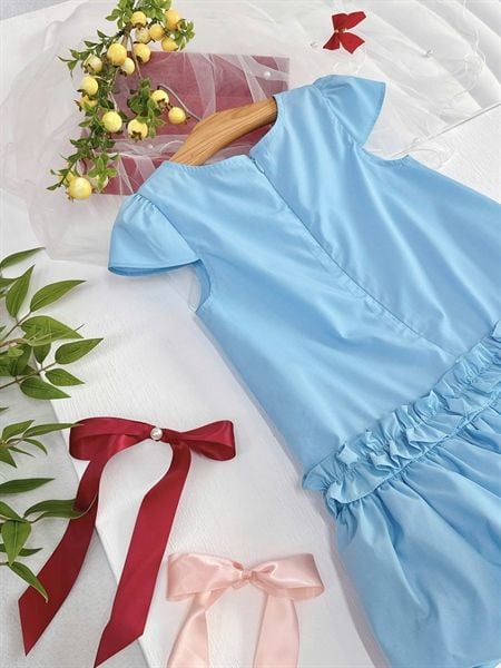  Bibi Dress · Váy dáng bí phồng mềm - Xanh 