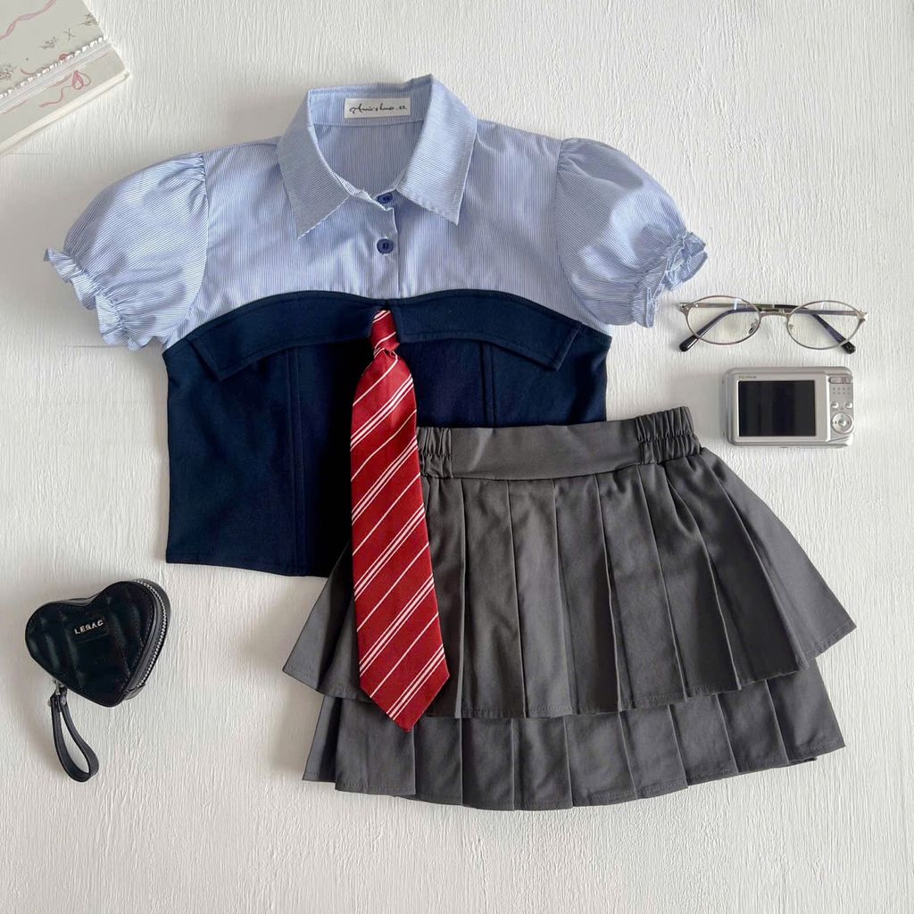  Soul Set - Set váy rời áo cavat kèm chân váy xếp li 