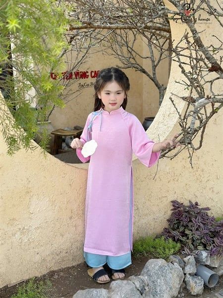  Áo Dài Ngọc Yên Đính Hạt - Màu Hồng 