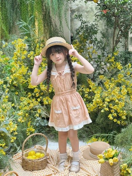  Set Sailor Lulla - set váy chấm bi cam 