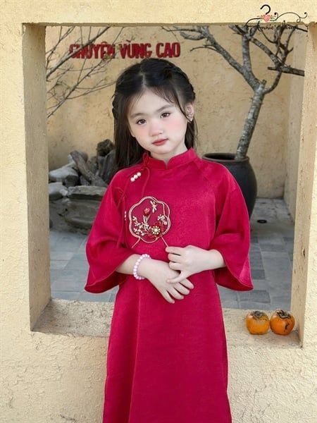 Áo Dài Ngọc Yên Đính Hạt - Màu Đỏ 