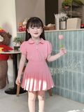  Set Cecilia – Váy áo cổ sen xếp ly, tiểu thư năng động - Màu Hồng 