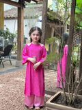  Áo Dài Gấm Khuê Liên Cổ Yếm - Màu Hồng 
