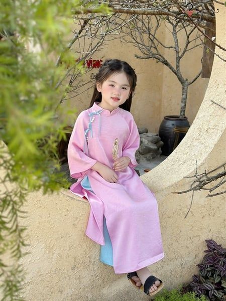  Áo Dài Ngọc Yên Đính Hạt - Màu Hồng 