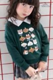  Club Top - Xanh lá - Áo thun polo dài tay phối cổ trắng in cún 