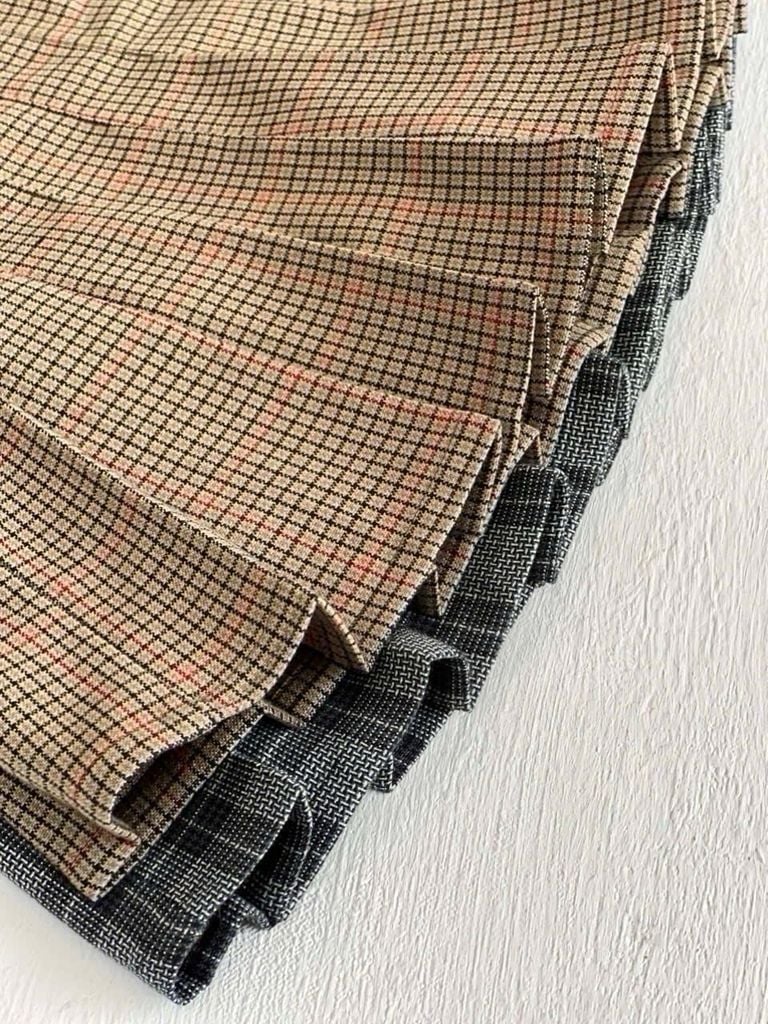  College Skirt - kẻ sọc nâu - Chân váy xếp pli 