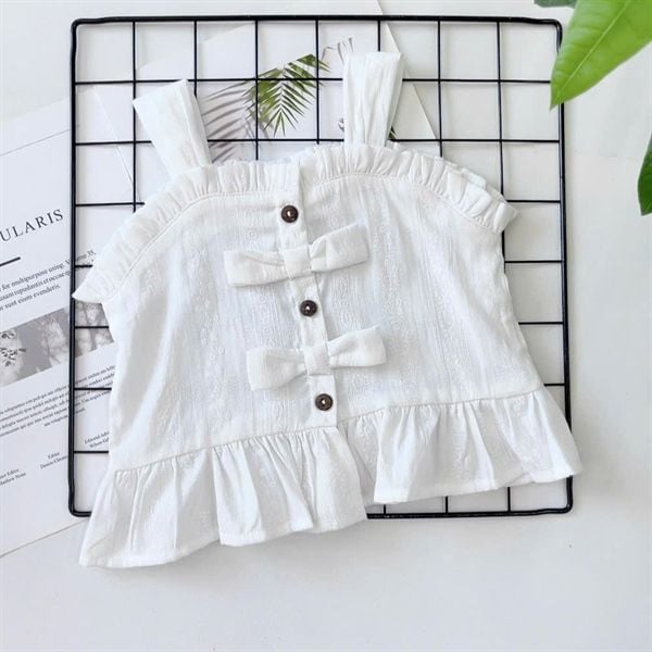  Áo trắng nơ viền bèo 