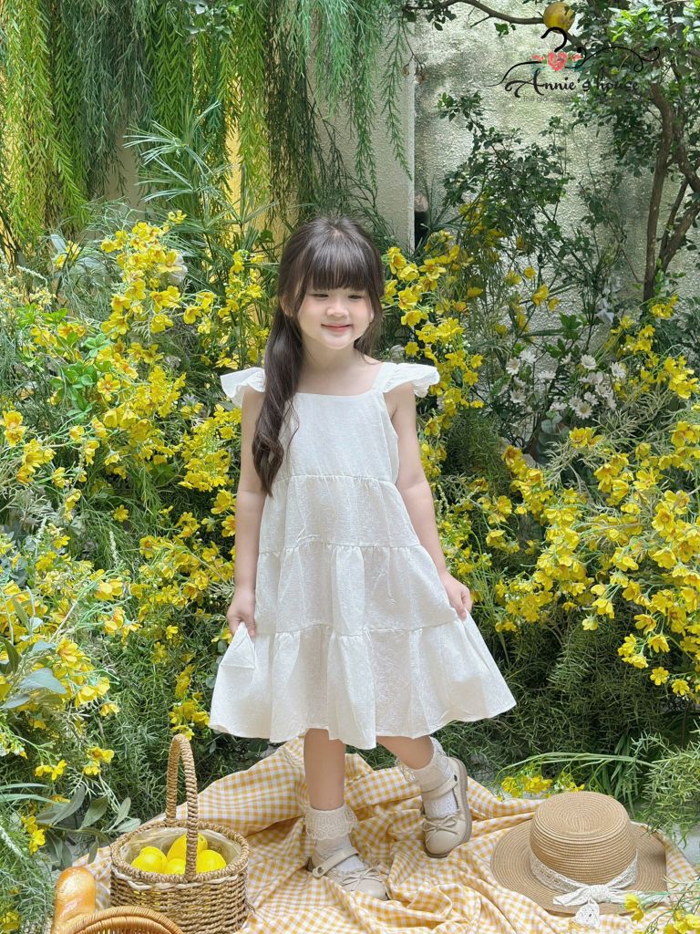  Đầm xòe cánh Bướm - Trắng 