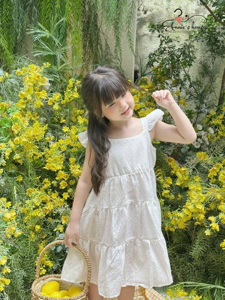  Đầm xòe cánh Bướm - Trắng 