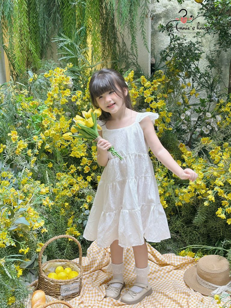  Đầm xòe cánh Bướm - Trắng 