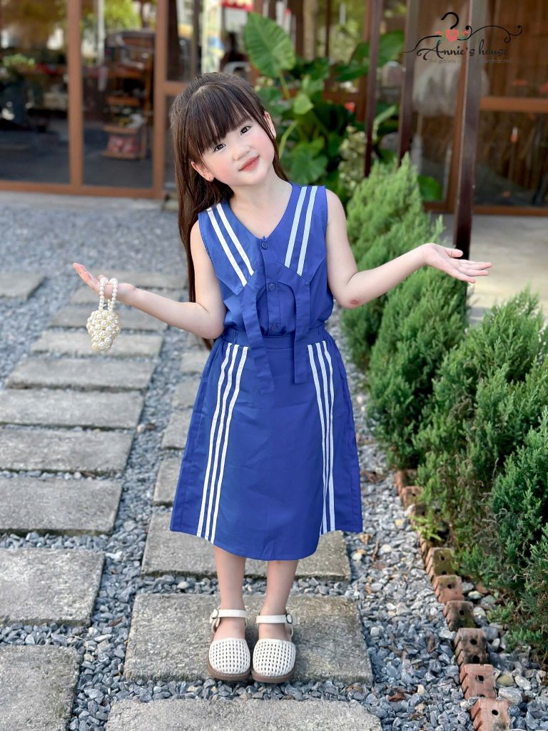  Mira Set – Set Áo Váy Viền Trắng Phối Màu Xanh Tươi Mát 