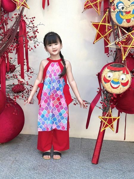  Áo Dài An Nhiên Nơ Điệu Đà - Quần Đỏ 