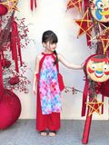  Áo Dài An Nhiên Nơ Điệu Đà - Quần Đỏ 
