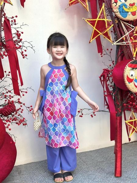  Áo Dài An Nhiên Nơ Điệu Đà - Quần Xanh 