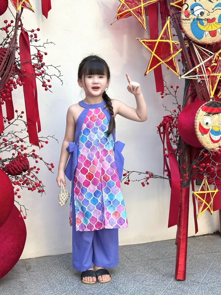  Áo Dài An Nhiên Nơ Điệu Đà - Quần Xanh 