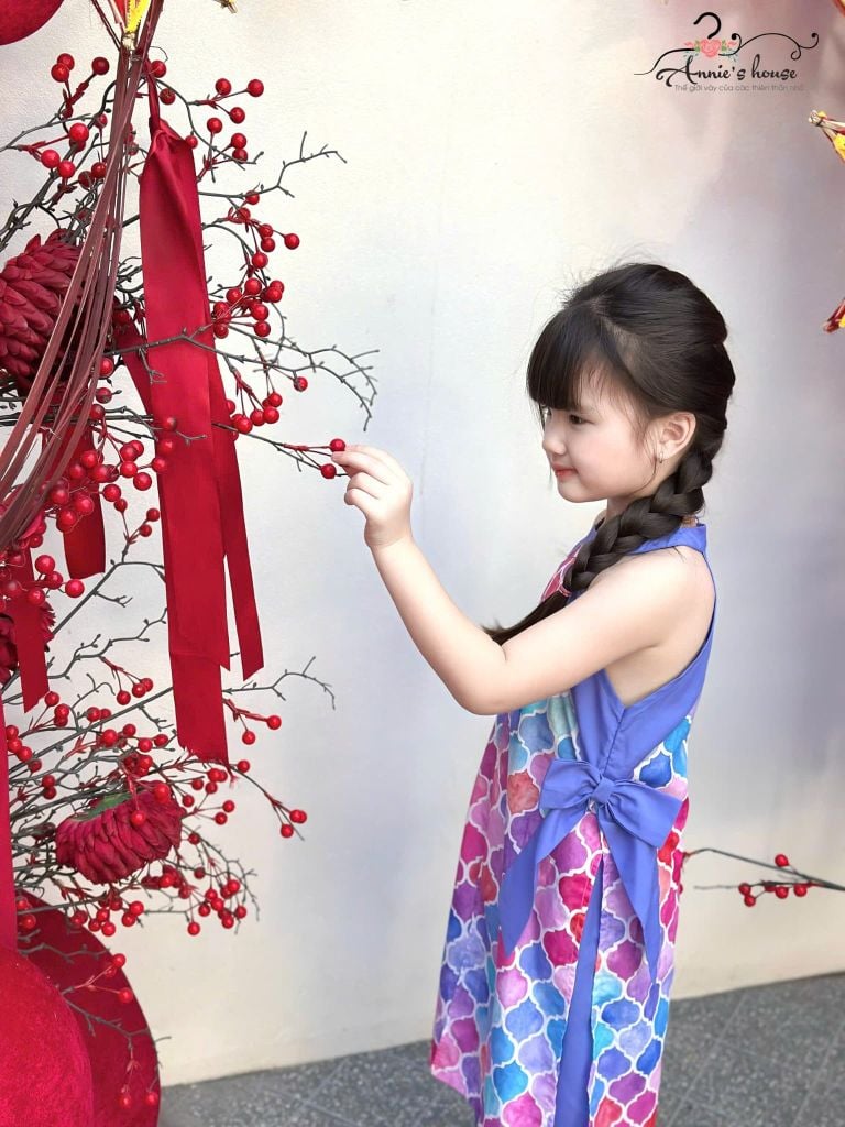  Áo Dài An Nhiên Nơ Điệu Đà - Quần Xanh 