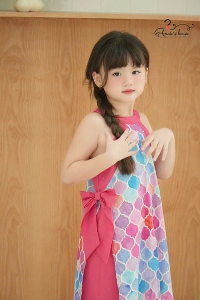  Áo Dài An Nhiên Nơ Điệu Đà - Quần Hồng 