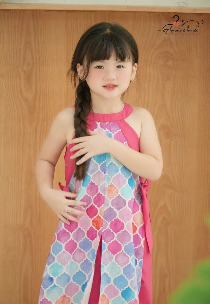  Áo Dài An Nhiên Nơ Điệu Đà - Quần Hồng 