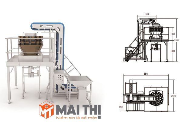 Hệ thống cân và chiết rót củ dền bào sợi tự động