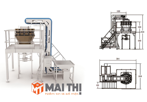 Hệ thống cân và chiết rót củ dền bào sợi tự động