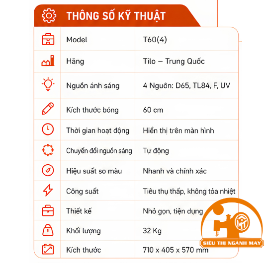 Tủ đèn kiểm tra màu 4 nguồn sáng Tilo T60(4