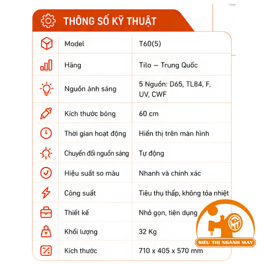 Tủ đèn kiểm tra màu 5 nguồn sáng Tilo T60(5)