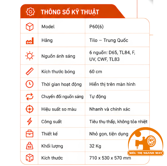 Tủ đèn kiểm tra màu 6 nguồn sáng Tilo P60(6)