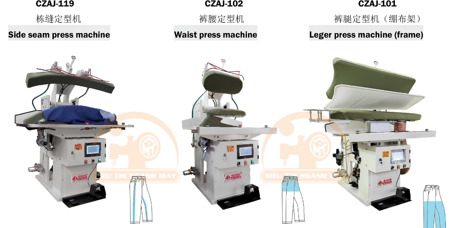 Máy ép định hình đường sườn, cạp quần và ống quần công nghiệp Jiejiabaigu CZAJ-119 / CZAJ-102 / CZAJ-101