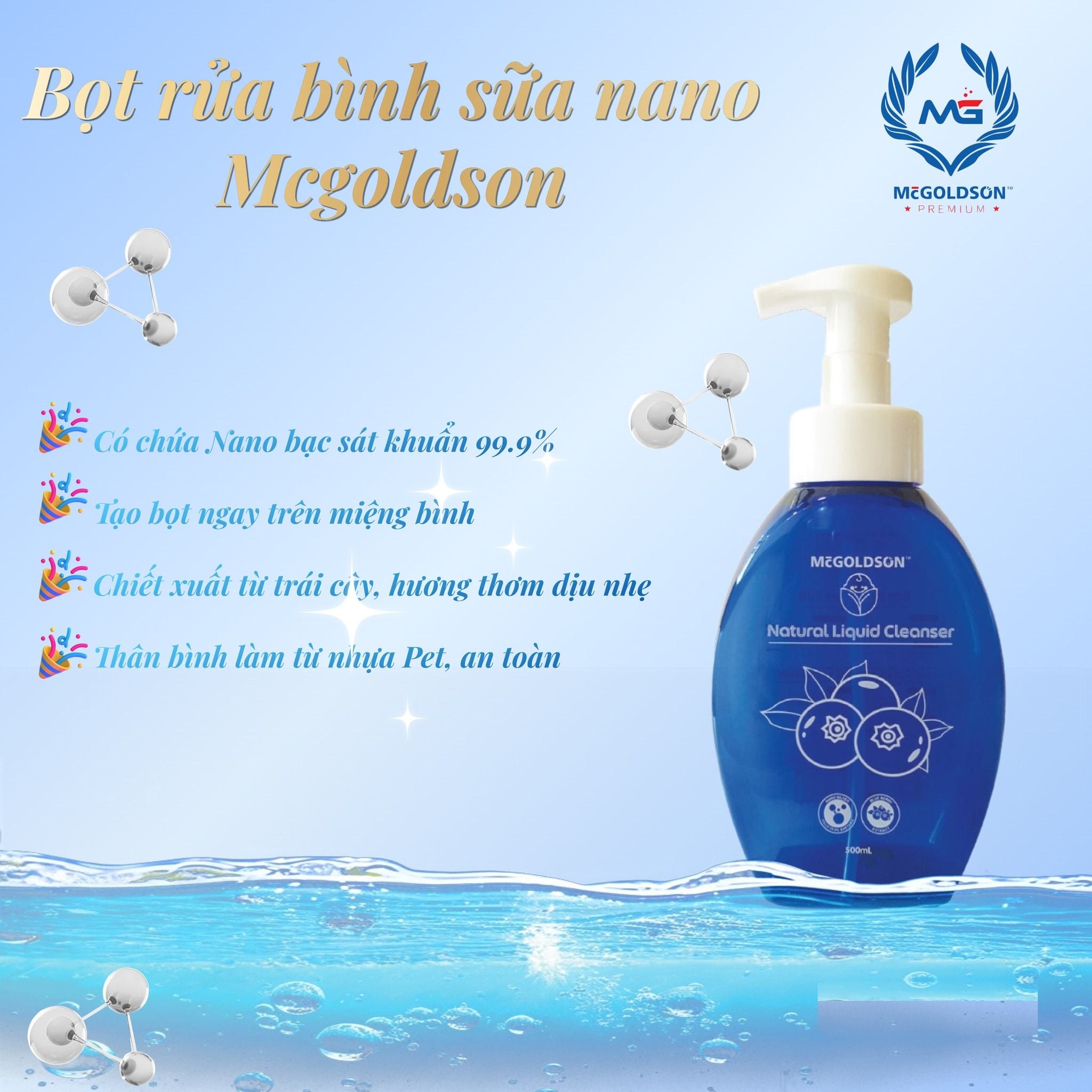  Bọt rửa bình sữa Nano Mcgoldson 500ml 