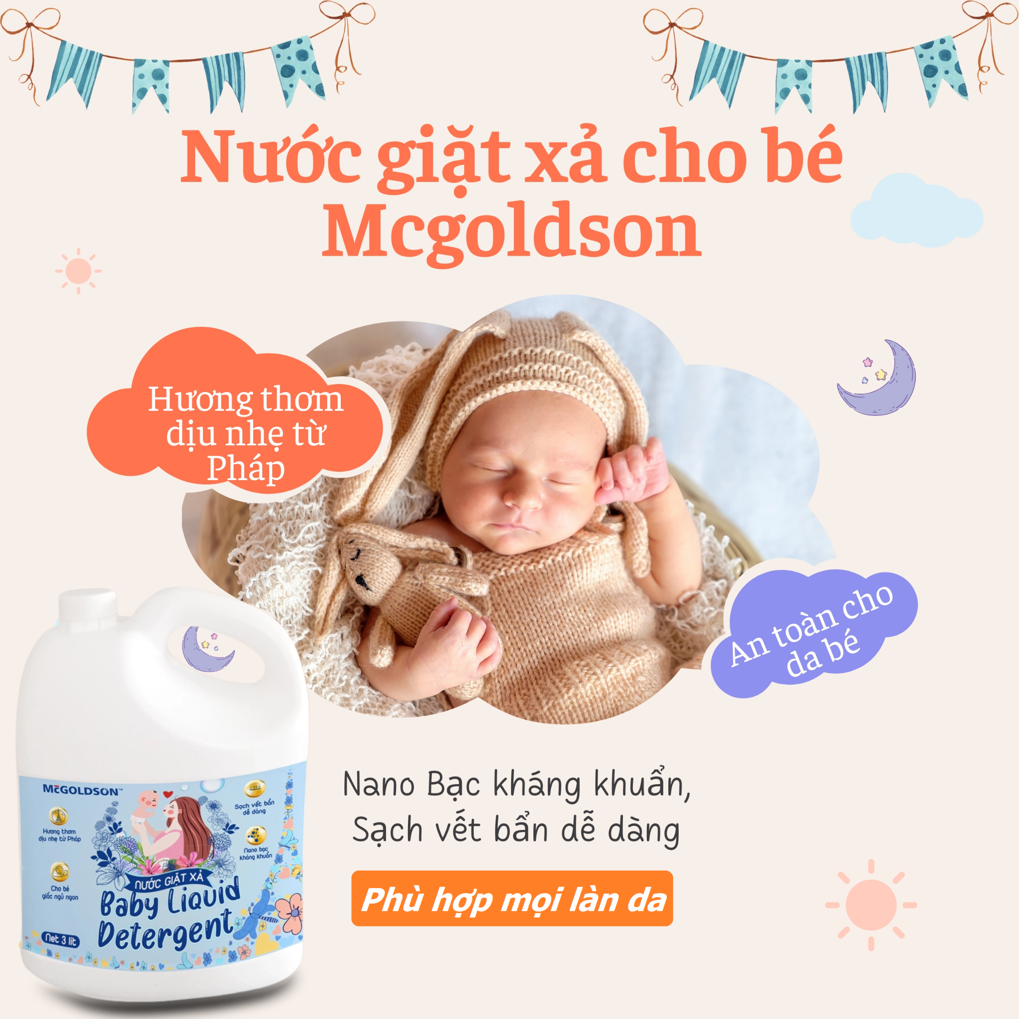  Nước giặt xả Baby Liquid Detergent 3000 mL 