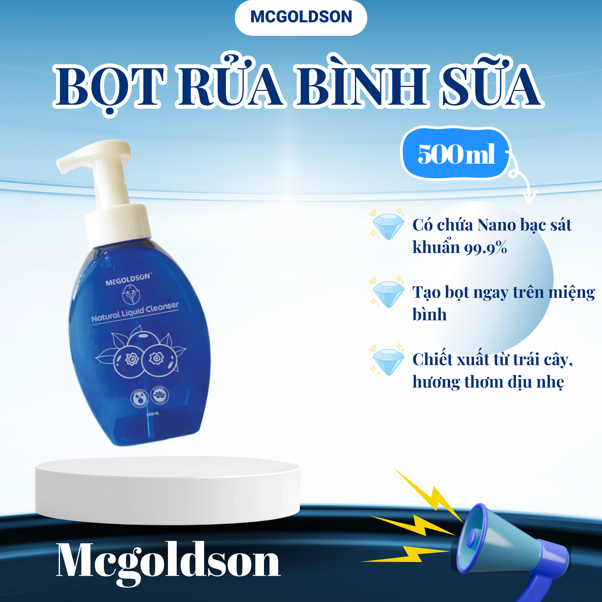  Bọt rửa bình sữa Nano Mcgoldson 500ml 