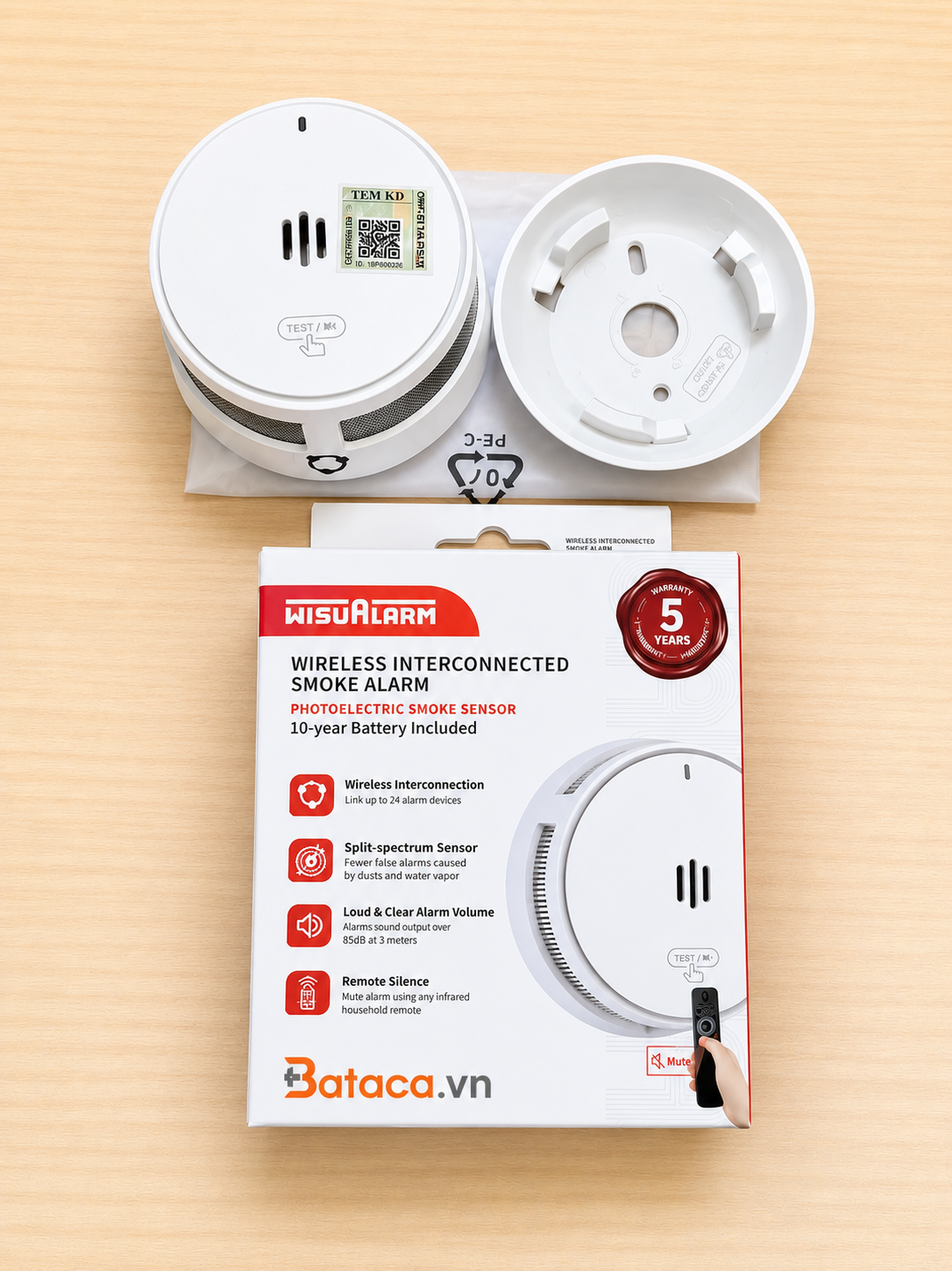 Đầu báo khói liên kết không dây Dahua Wisualarm DHI-HY-SA40A-R4 - Tem kiểm định Cục CS PCCC & CNCH