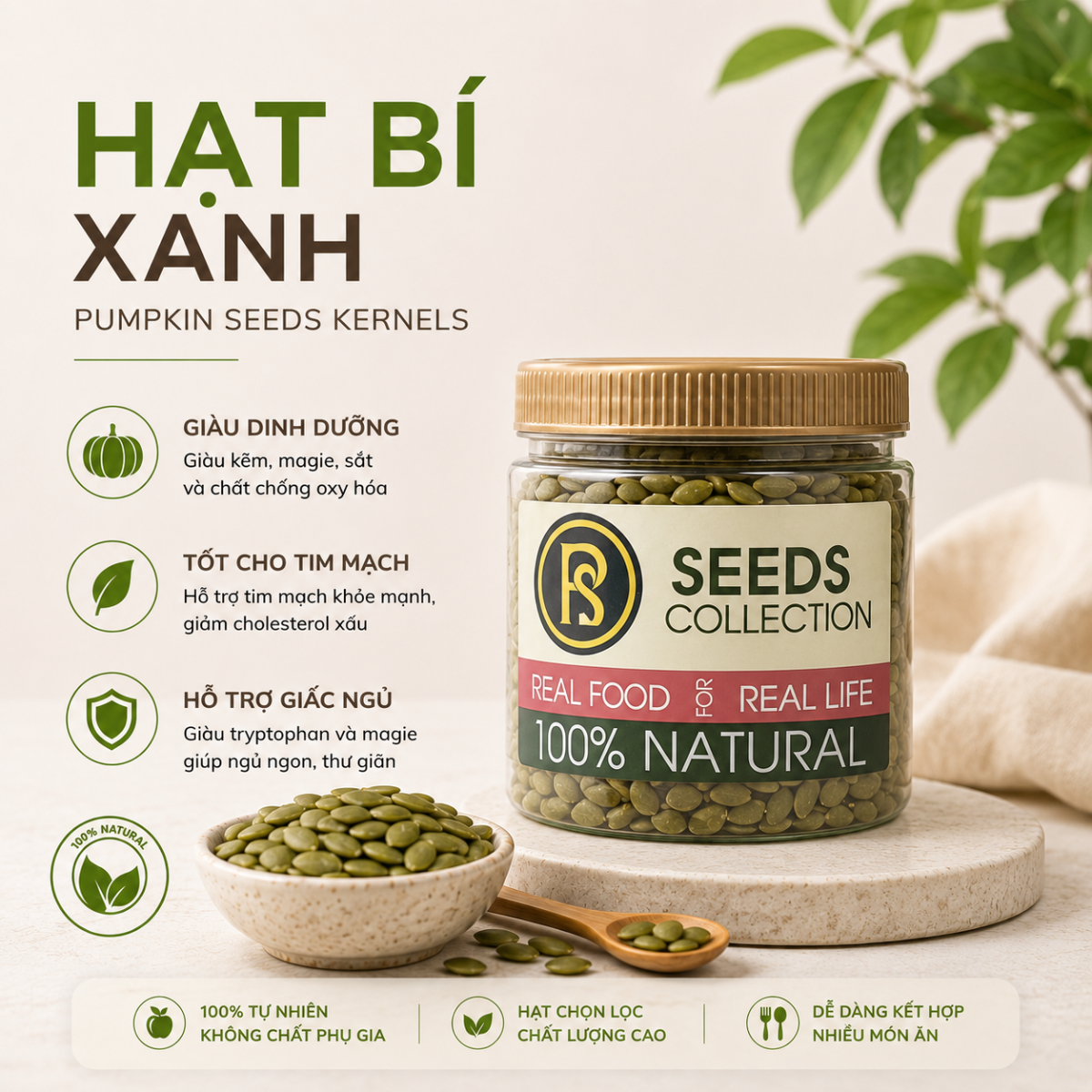  Hạt Bí Xanh Tách Vỏ  RealFoodStore 
