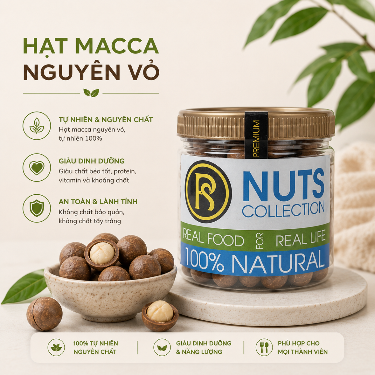 Hạt Macca Nguyên Vỏ RealFoodStore 