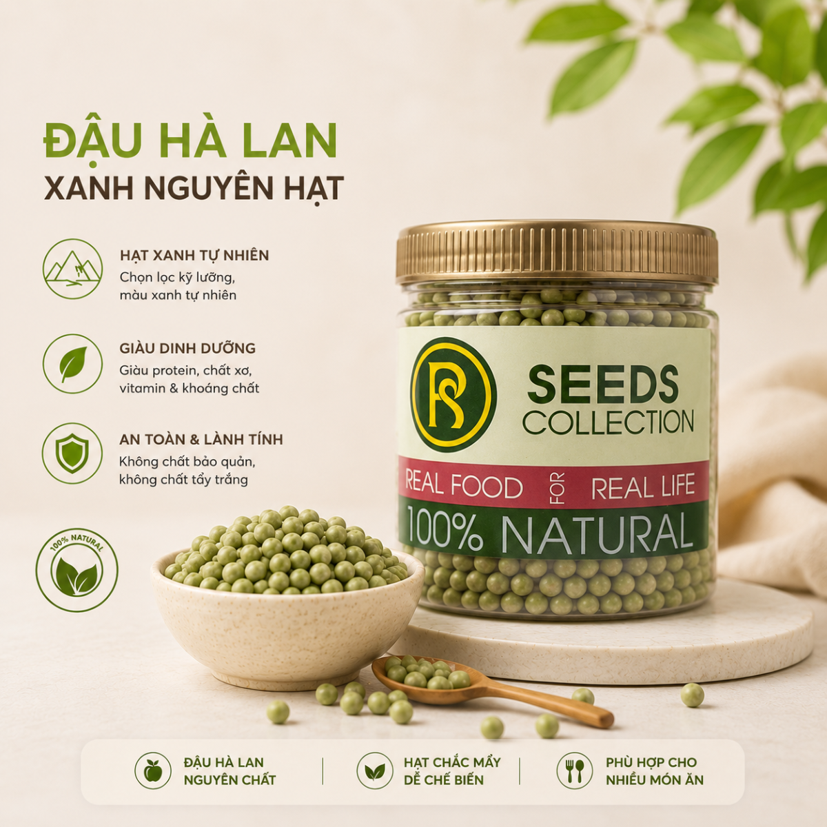  Đậu Hà Lan Xanh Nguyên Hạt RealFoodStore 