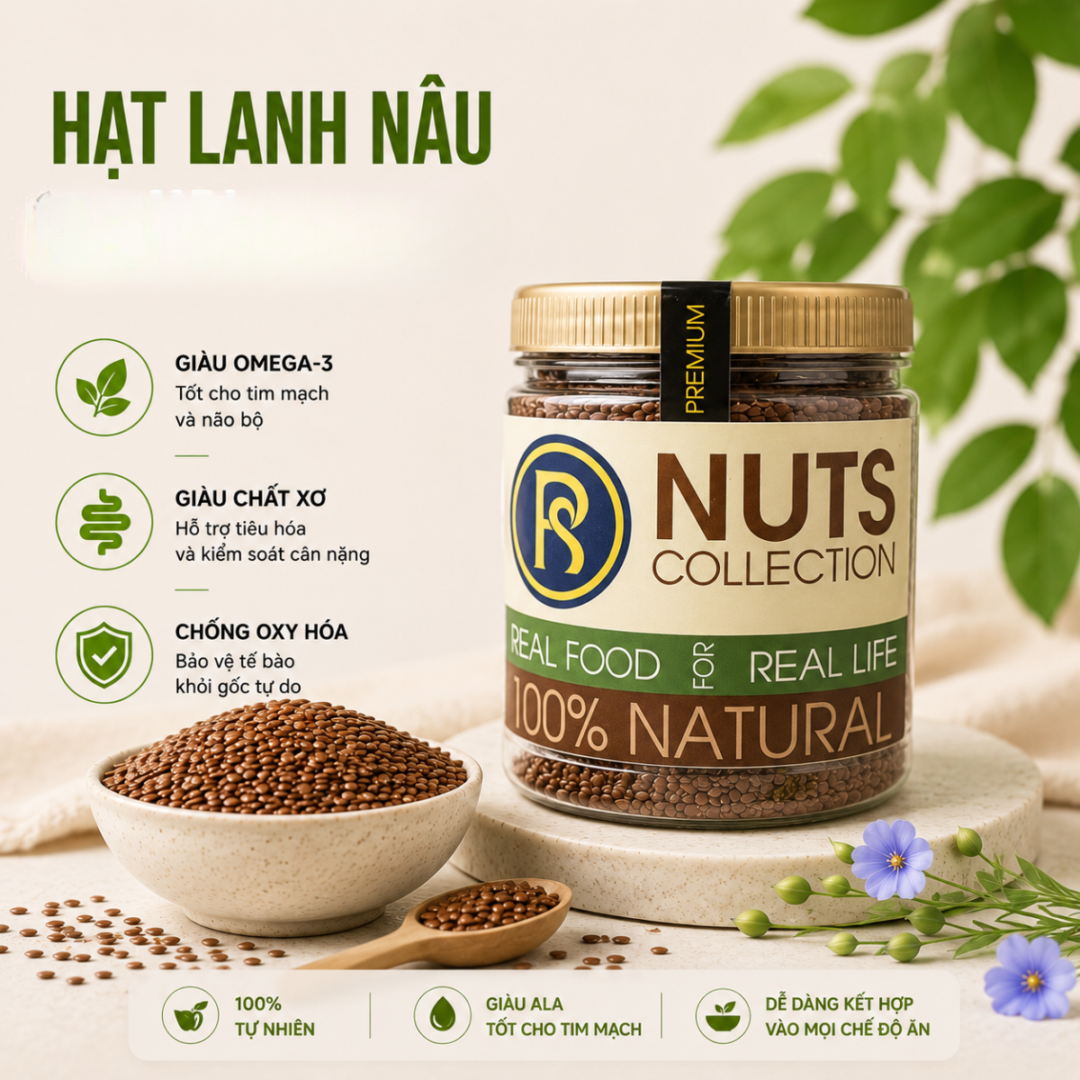  Hạt Lanh Nâu RealFoodStore 