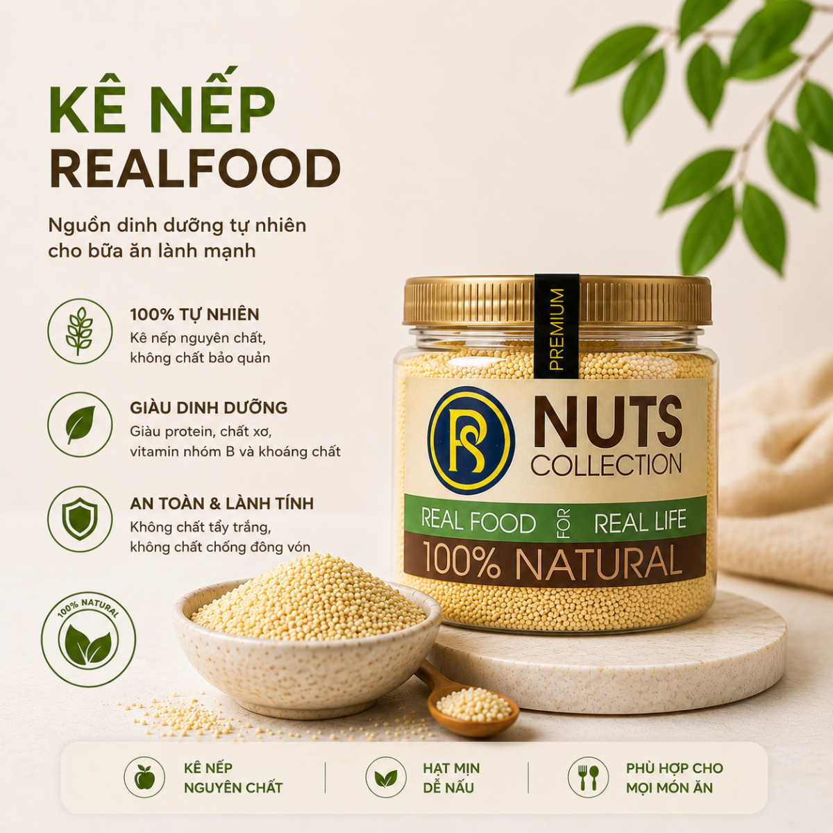  Hạt Kê Nếp RealFoodStore 