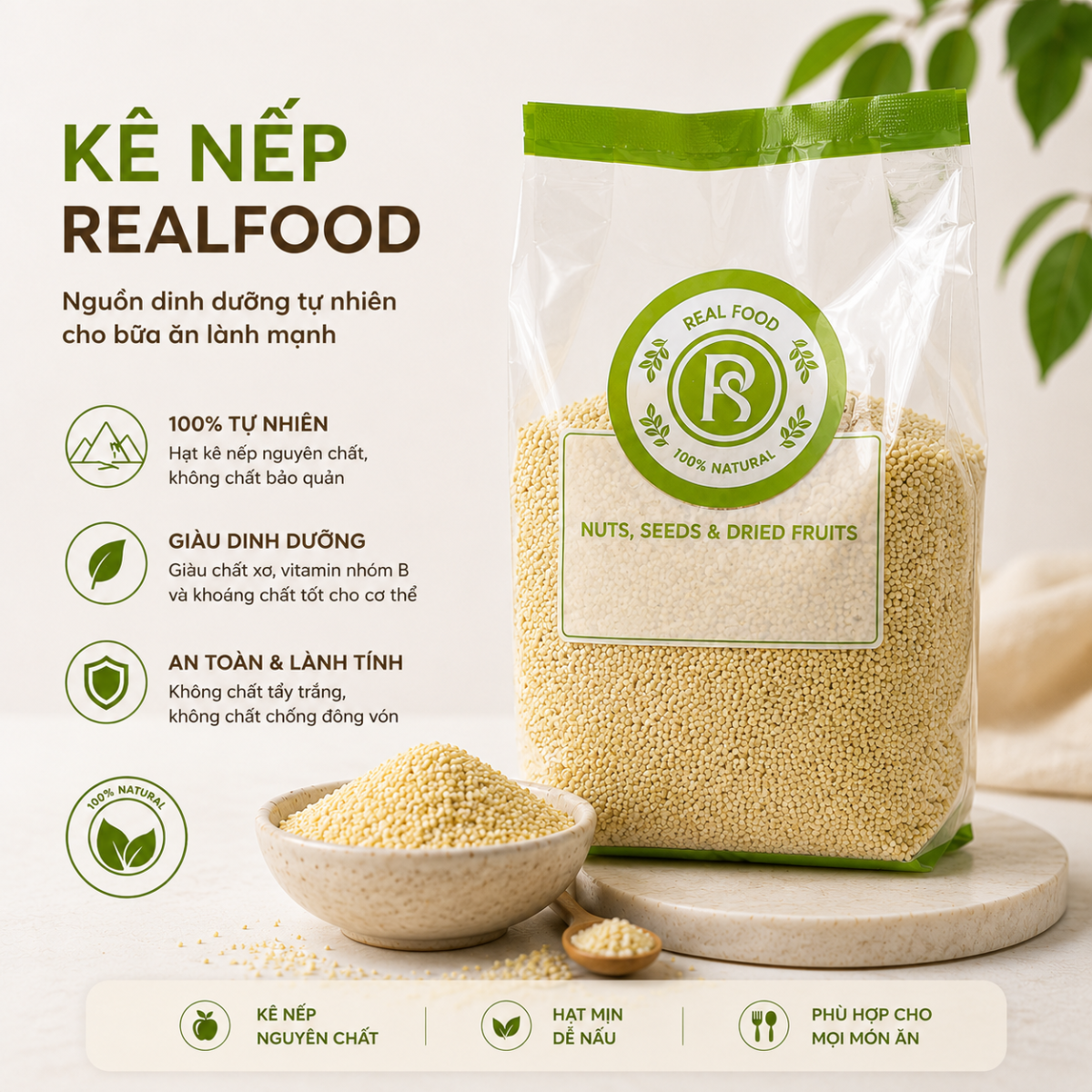  Hạt Kê Nếp RealFoodStore 