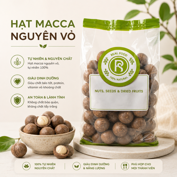  Hạt Macca Nguyên Vỏ RealFoodStore 