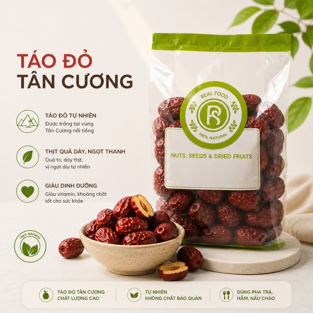  Táo Đỏ Sấy Khô RealFoodStore 
