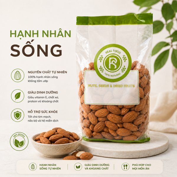  Hạnh Nhân Sống Nhập Khẩu Úc RealFoodStore 