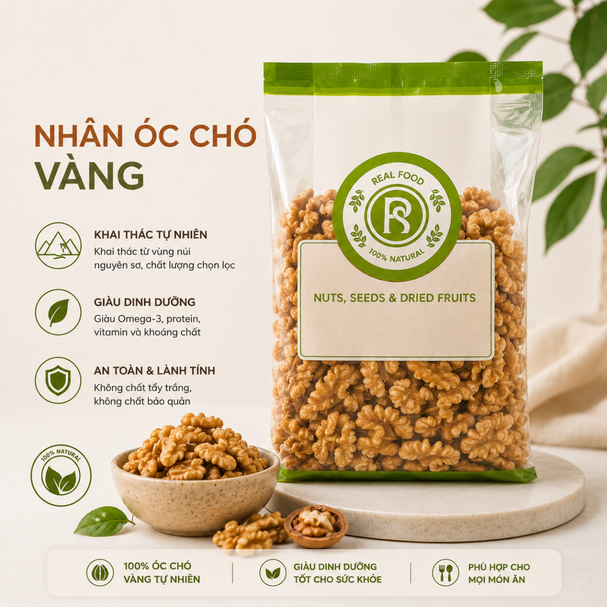  Nhân Óc Chó Vàng  RealFoodStore 