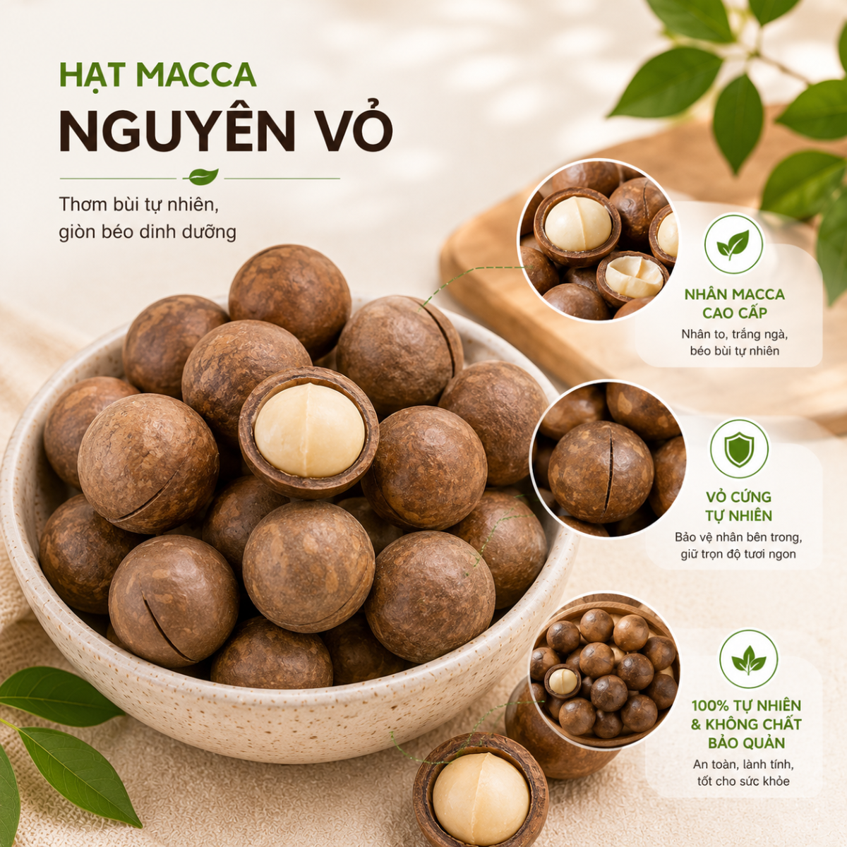  Hạt Macca Nguyên Vỏ RealFoodStore 
